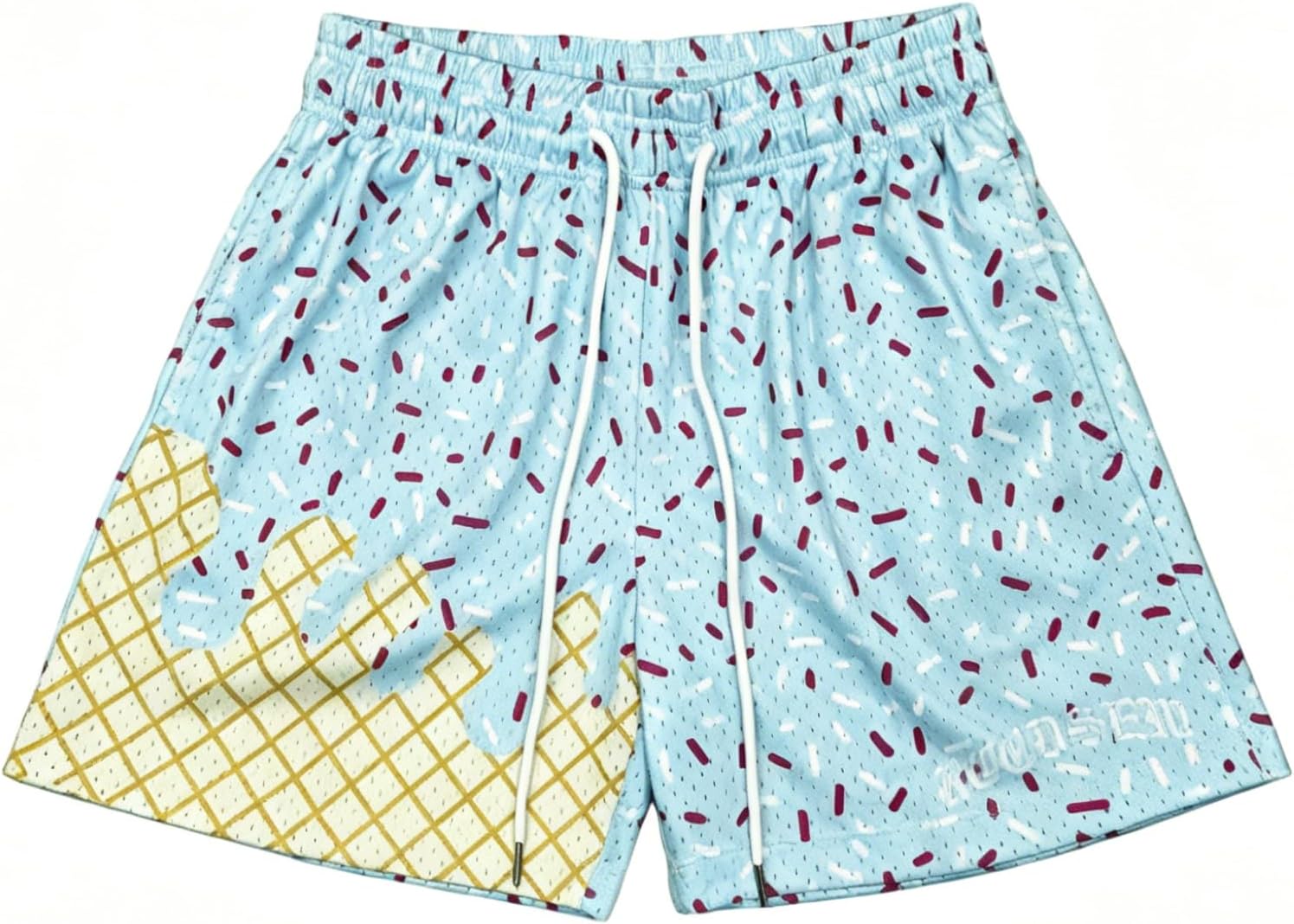 Boys Ice Cream Mesh Athletic Shorts Blue Lightweight Breathable Gym Baseball Workout Summer Shorts with Pockets