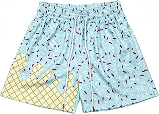 Boys Ice Cream Mesh Athletic Shorts Breathable Gym Baseball Shorts | Side Pockets, 100% Polyester Mesh, Lightweight Summer Shorts Blue, Sizes 5-14 Years