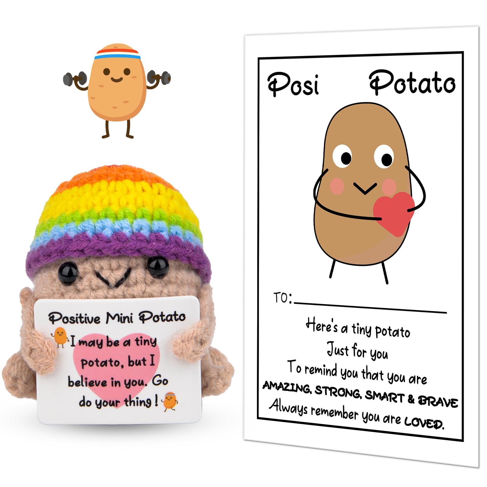 Positive Doll Potato, Pocket Hug Gifts for Her, Christmas Stocking Fillers, Worry Dolls, Cute Stuff for Girls, Emotional Support Gifts