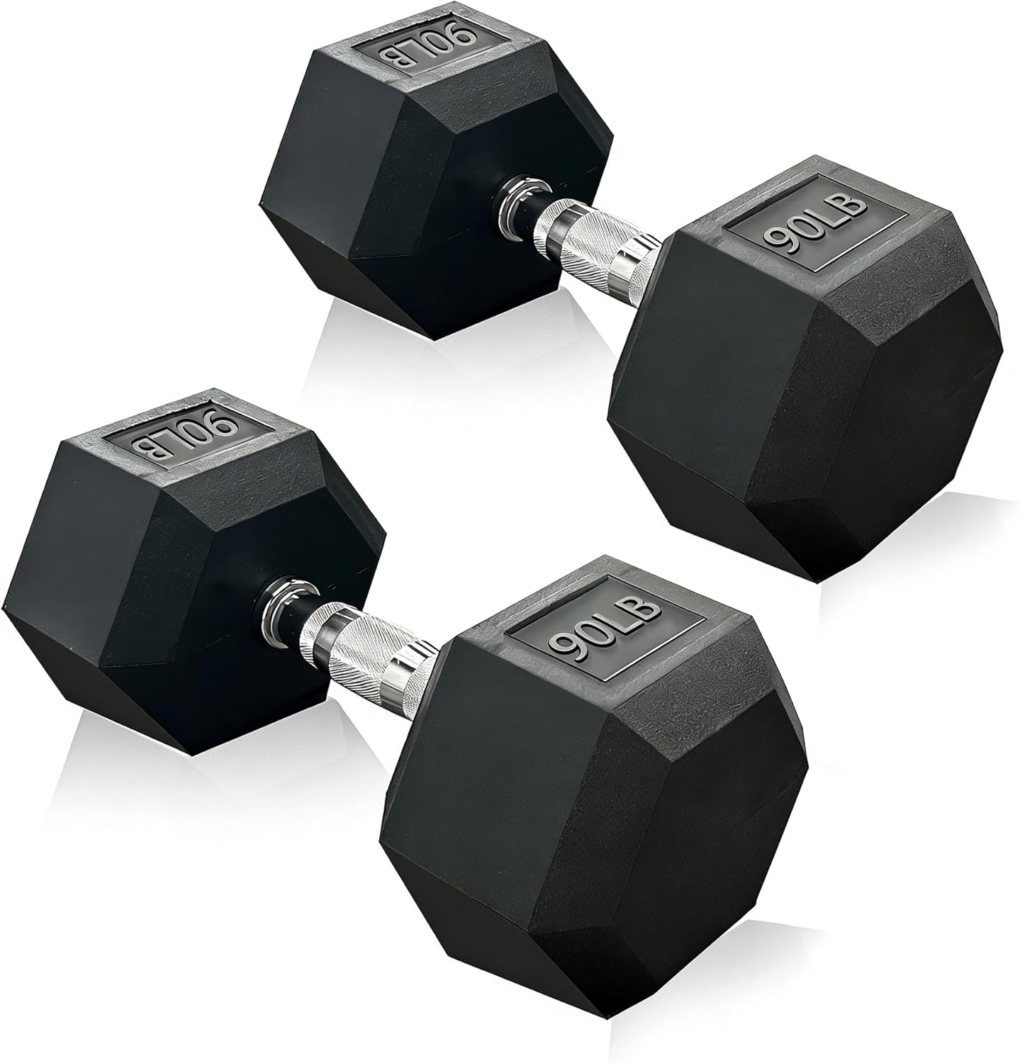 Rubber Hex Dumbbell Set, Multiple Weight Options 15-550 lbs, Premium Coated Free Weights Dumbbells for Home Gym Strength Training, Rack Not Included