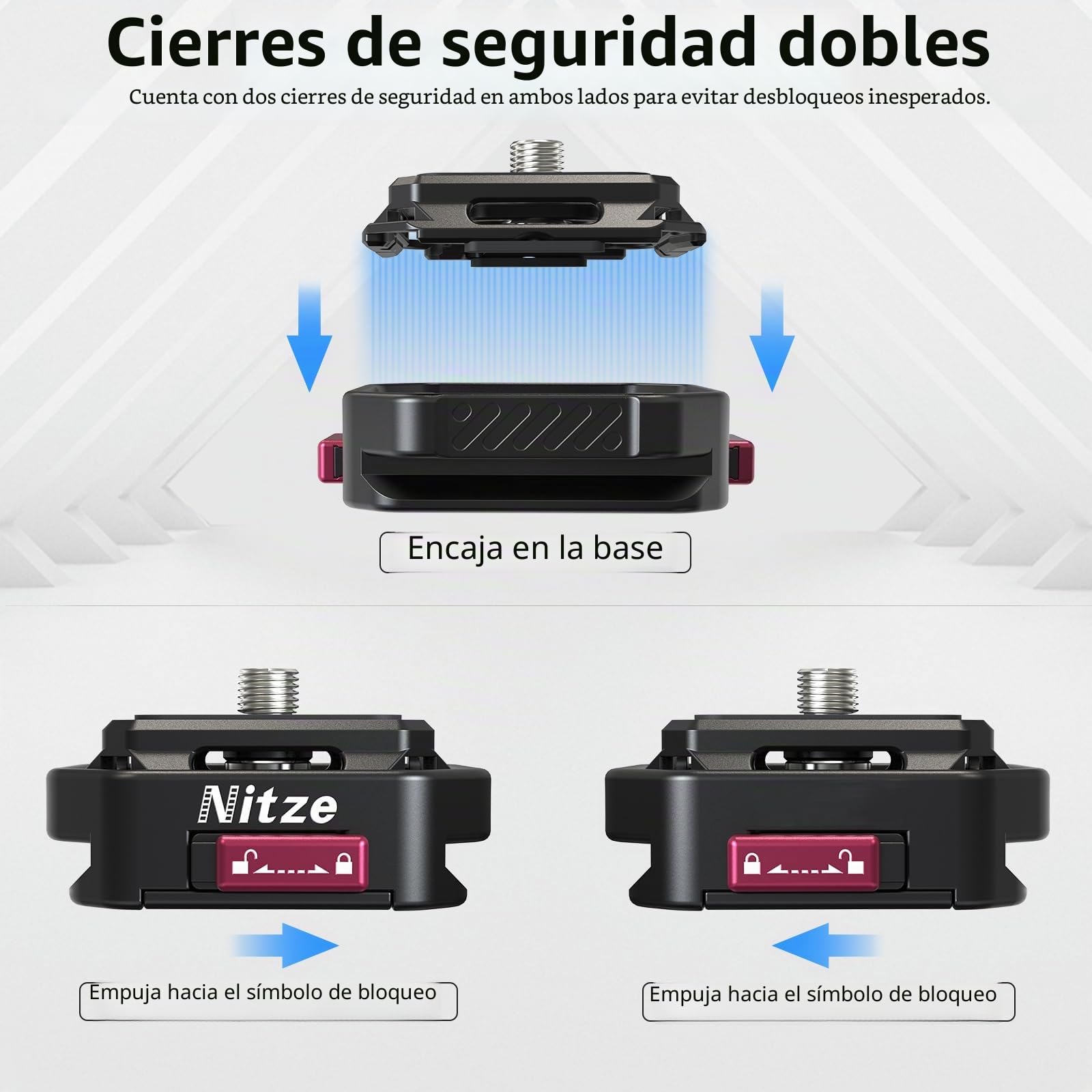 Nitze Placa de Liberación Rápida con Placa Arca QR y Tornillo de 1/4", Quick Release Plate para Plataformas de Cámara DSLR/Sin Espejo, QR Camera Mount Adapter de Carga útil de 10 KG - N51-A1