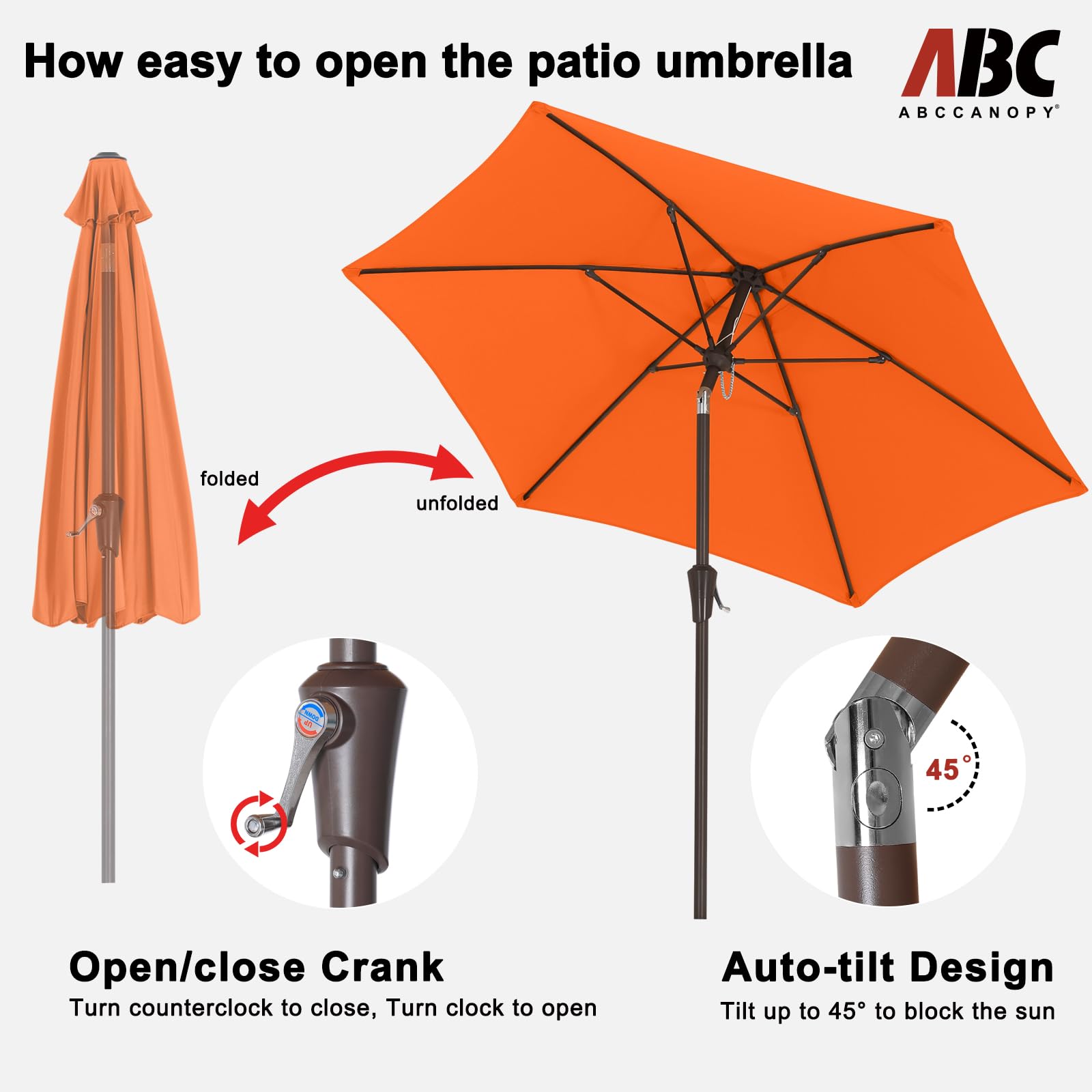 ABCCANOPY Ombrellone da 2,7 m per giardino, prato, terrazza e cortile, impermeabile, 2,7 m