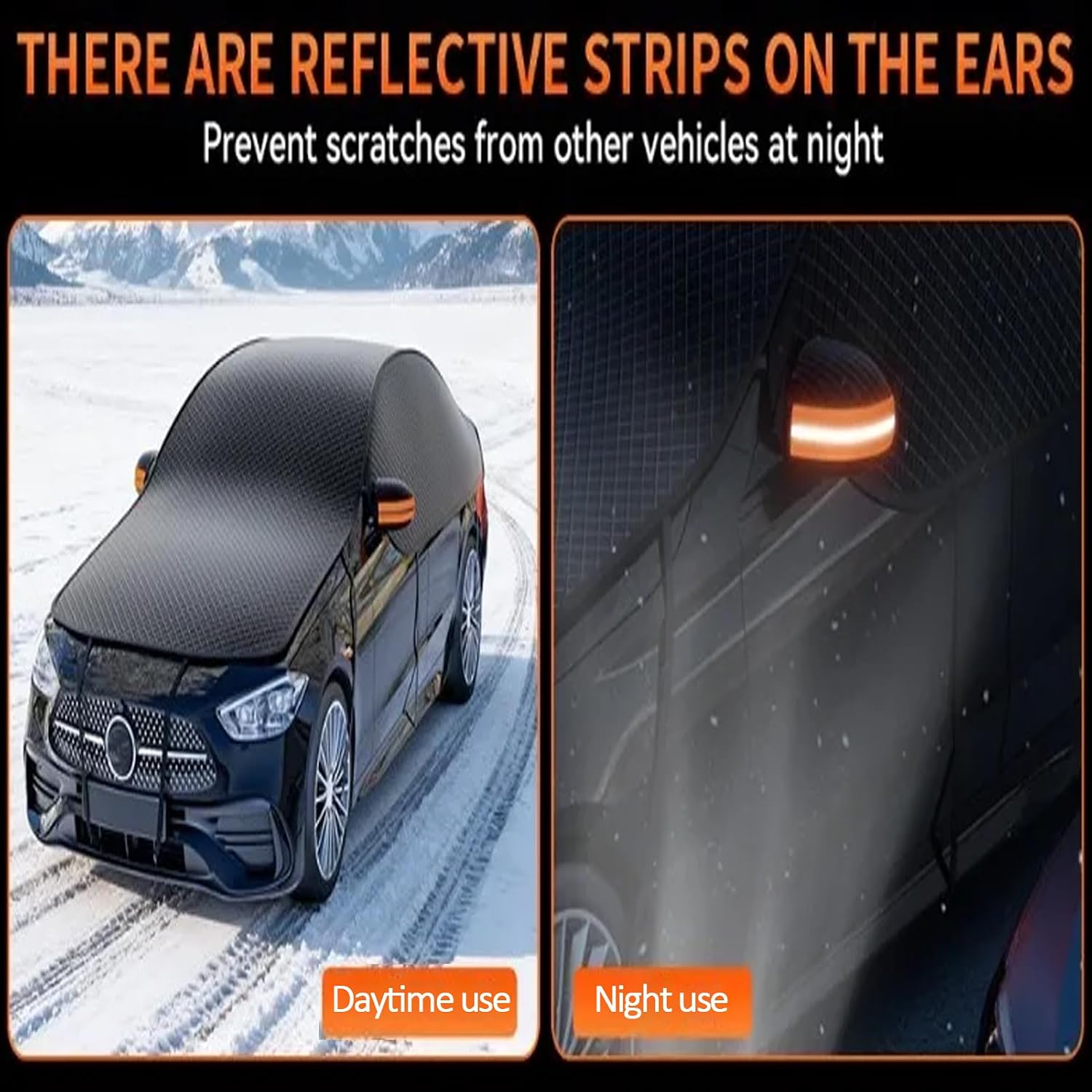 Half Car Cover, Windshield Cover for Ice and Snow, Hail Protector Car Cover Waterproof All Weather for Snow, Sun, Rain, Dust, UV Protection Fit SUV,450x142cm/14.7x4.6ft