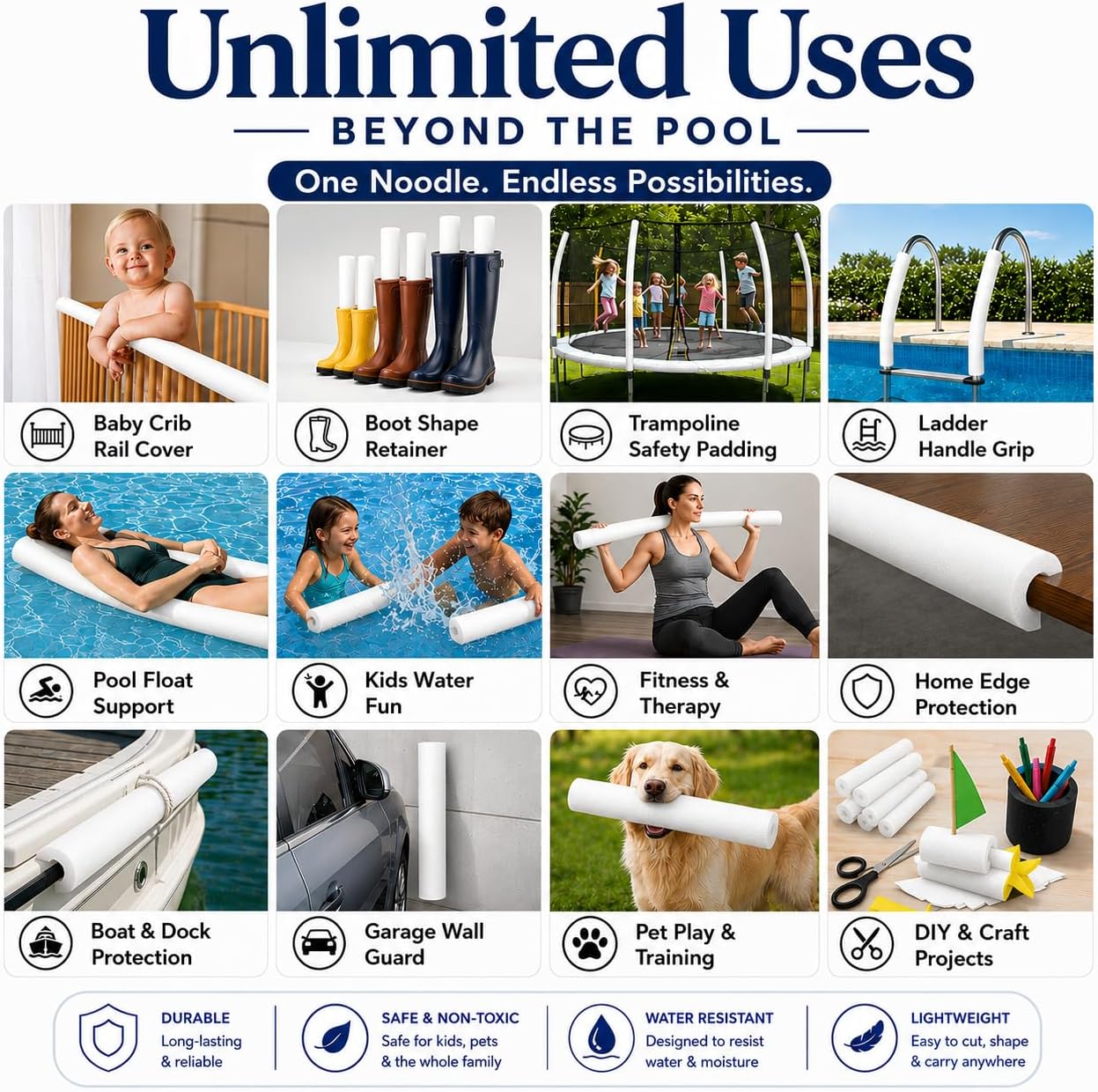  Pool Noodles Foam - Extra Dense Foam Swim Noodles, White thumbnail
