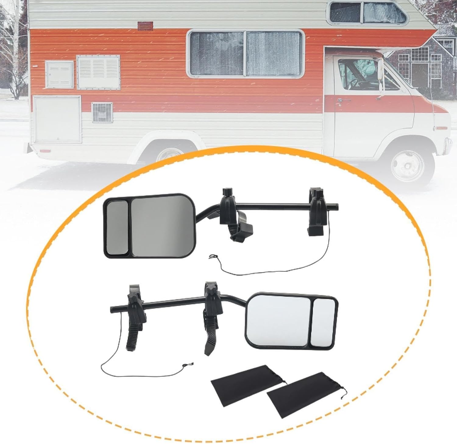 延長牽引ミラー 簡単取り付け サイドミラーエクステンション ピックアップトラック RV SUV用