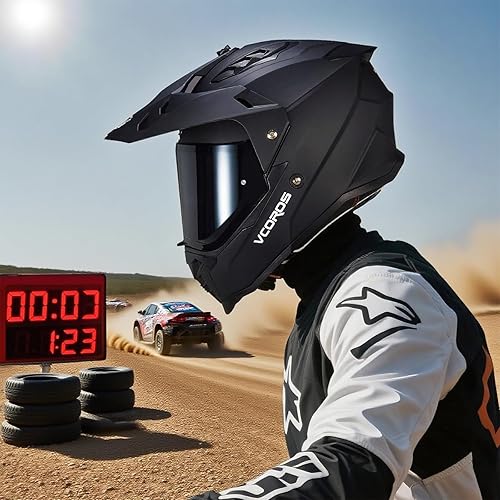 Miniatura 2 de VCOROS Casco de motocicleta de aventura VS-908 ATV Dirt Bike Off Road Motocross casco de cara completa para adultos aprobado por DOT