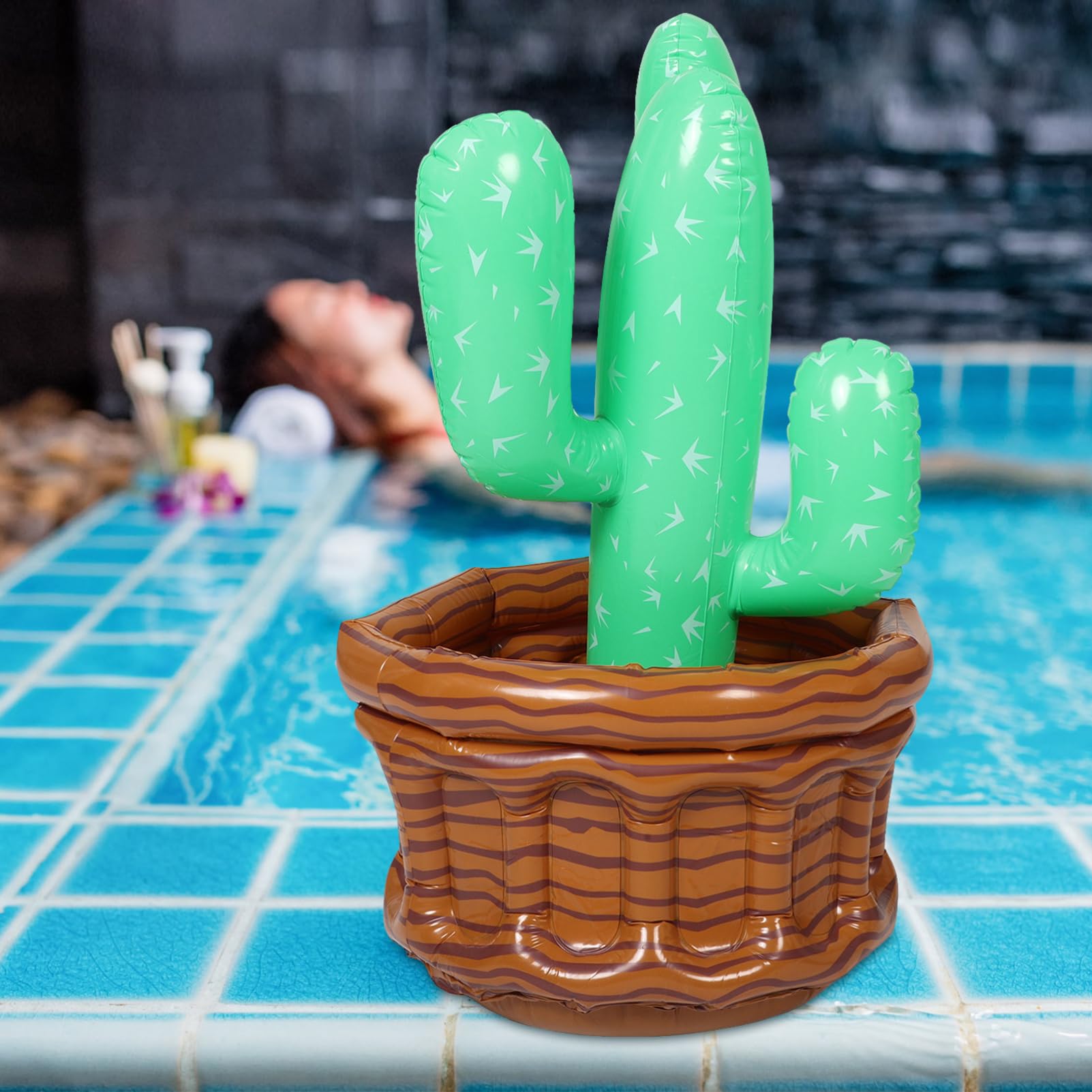 HOLIDYOYO Large Capacity Party Beverage Cooler Inflatable Cactus Ice Cube Bucket Decorative for Outdoor Gatherings