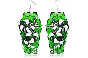 S925 Lightweight Acrylic Halloween Costume Beetlejuice Earrings