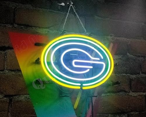 Miniatura 2 de Queen Sense 14"x10" Green Bay Neon Sign Light Man Cave Bar Pub Cerveza Decoración Lámpara de neón A114GBPL