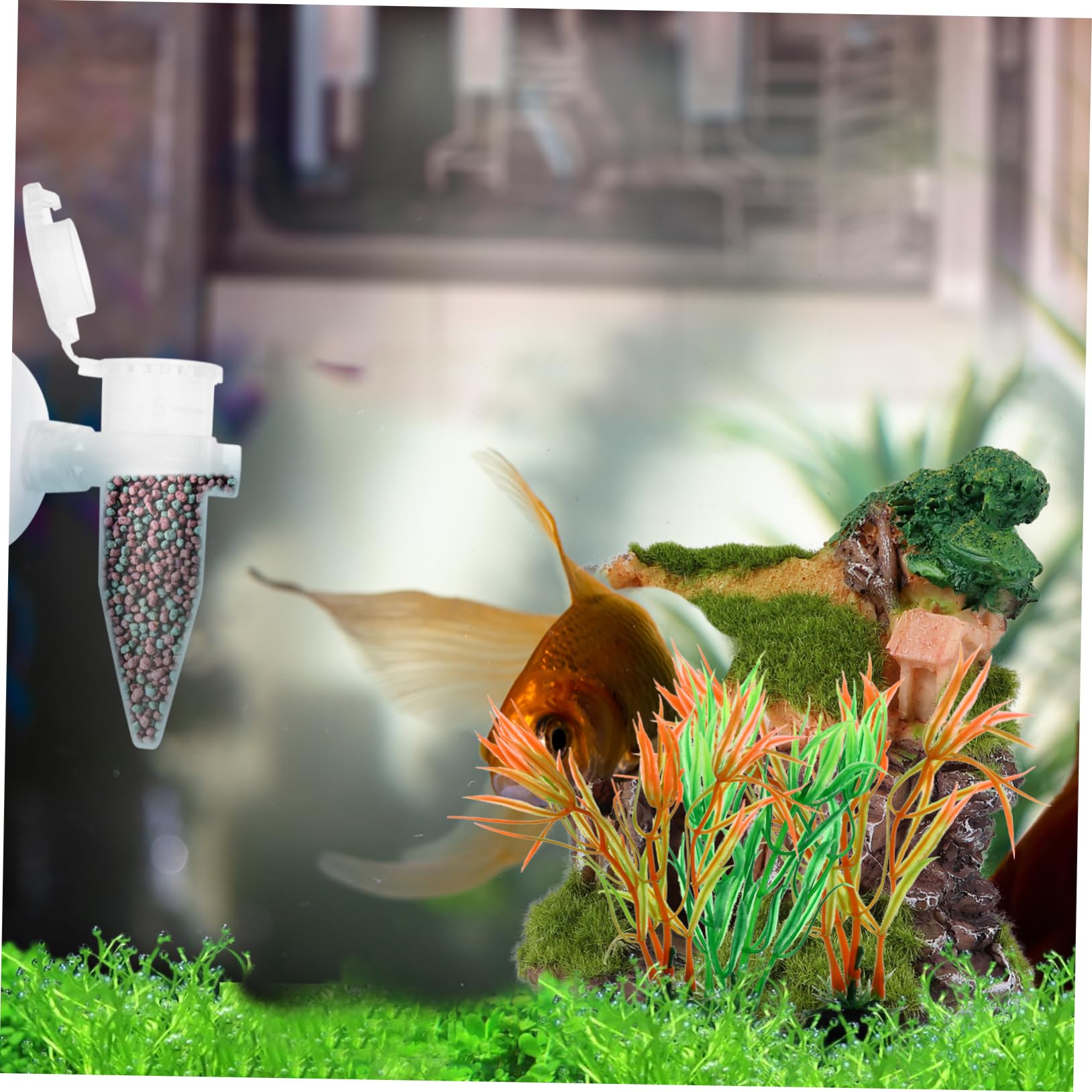 DOITOOL 15piezas Alimentador Automático De Camarones con Ventosa para Acuarios Dispensador De Comida Transparente para Peces y Camarones
