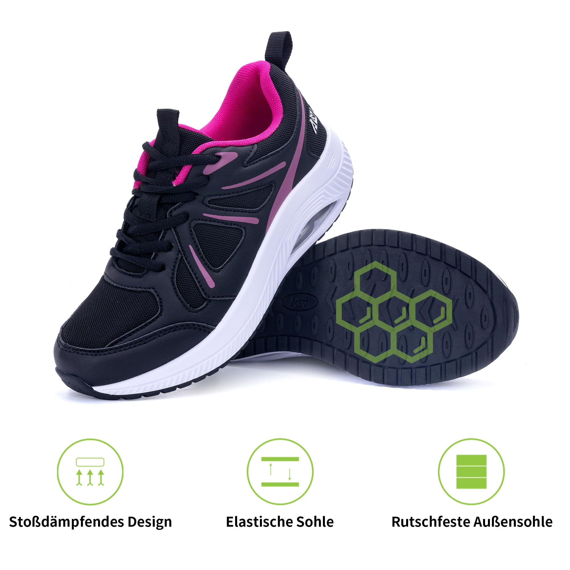 Quseek Zapatos ortopédicos para mujer, zapatos para caminar, cómodos, ligeros, transpirables, para fascitis plantar, pies planos EU35.5-42.5