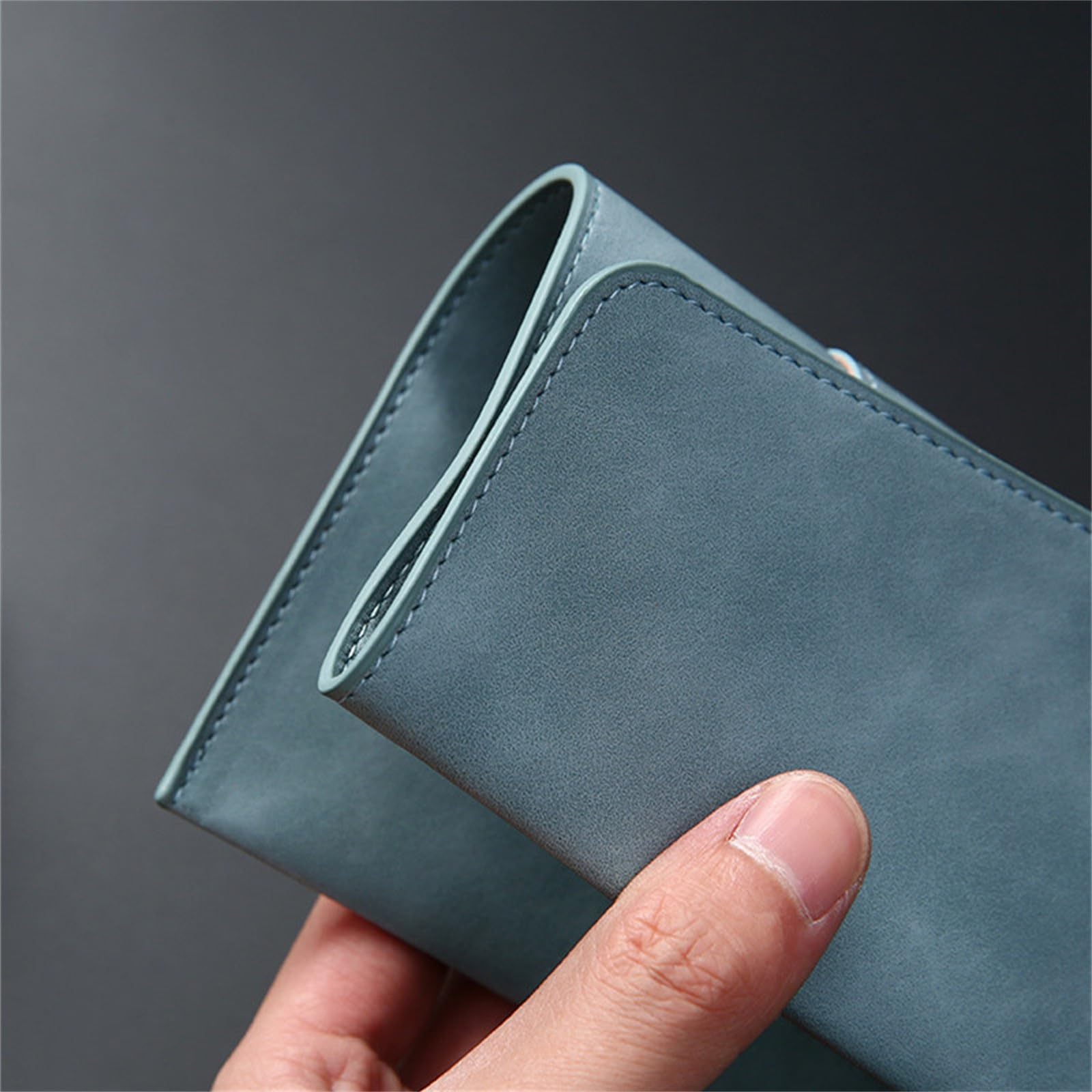LYVQZPWLRcartella PU pelle, Cartelle portadocumenti in pelle A4, borsa portadocumenti impermeabile con bottone a pressione(Blue)