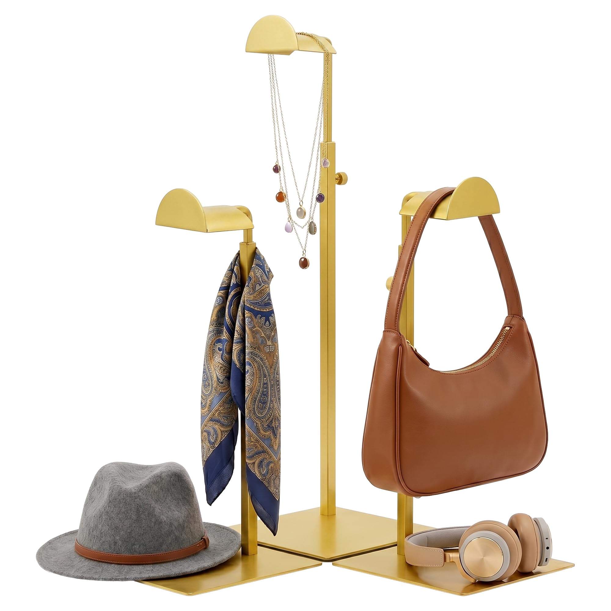 3 Pack Gold Purse Stand, Adjustable Handbag Display Stand with Stable Base