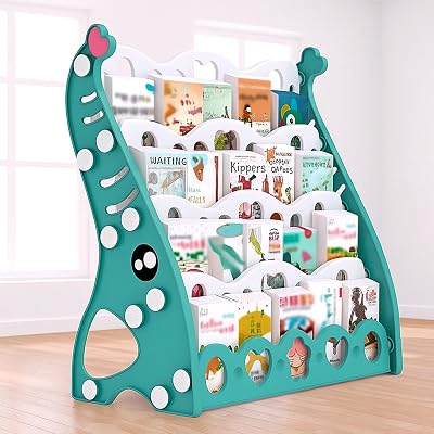 Hukimoyo 4 Rack Kids Book Shelf Organizer for Home Multi-Layer Bookcase for Toddlers Kids Book Stand for Babies (55L x 5