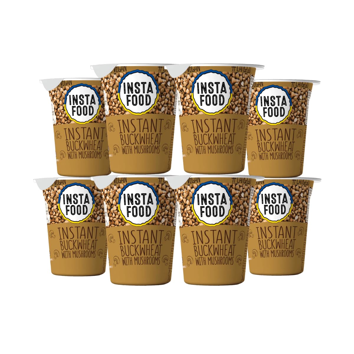 Street Soup Buchweizen Veganes Fertiggericht Buchweizen Becher 8er Set 8 × 50 g Schnelle Mahlzeit für Büro und Outdoor (8er Pack, Pilz)