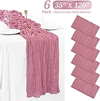 Vista 319 de Showgeous 10 Pack Baby Pink Cheesecloth Table Runner 10FT Long Semi-Sheer Gauze Table Runner Boho or Rustic Wedding Decor for Wedding Decor Arch