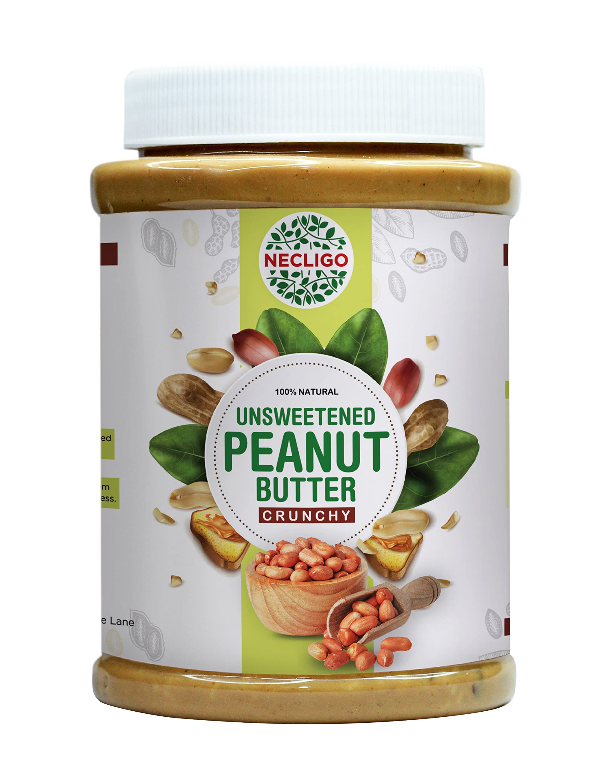 Buy Necligo Natural Peanut Butter Crunchy Unsweetened 30g protein