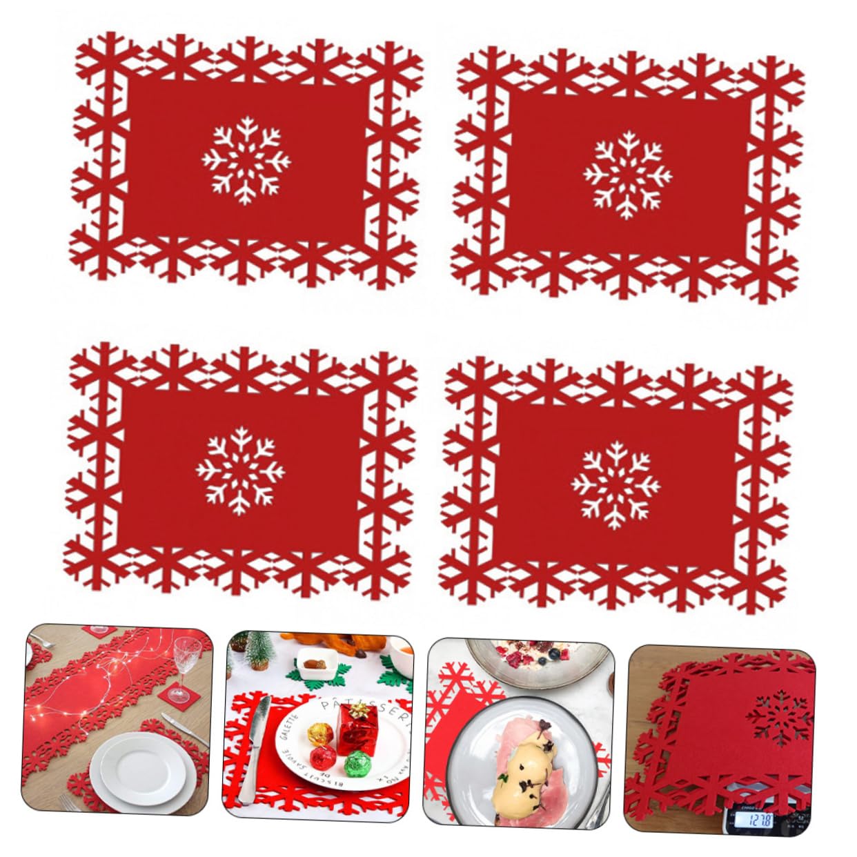 MAGICLULU 5 Ensembles Set De Table Flocon De Neige Décorations De Flocon De Neige pour Table Sets De Table De Noël Nains De e Artificiels Décorations De Noël Table De 4 pièces * 5