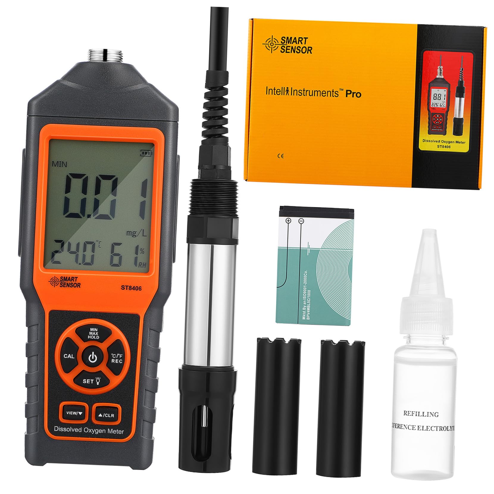 Compteur oxygène dissous portable TOYANDONA rechargeable avec étui de transport pour aquarium