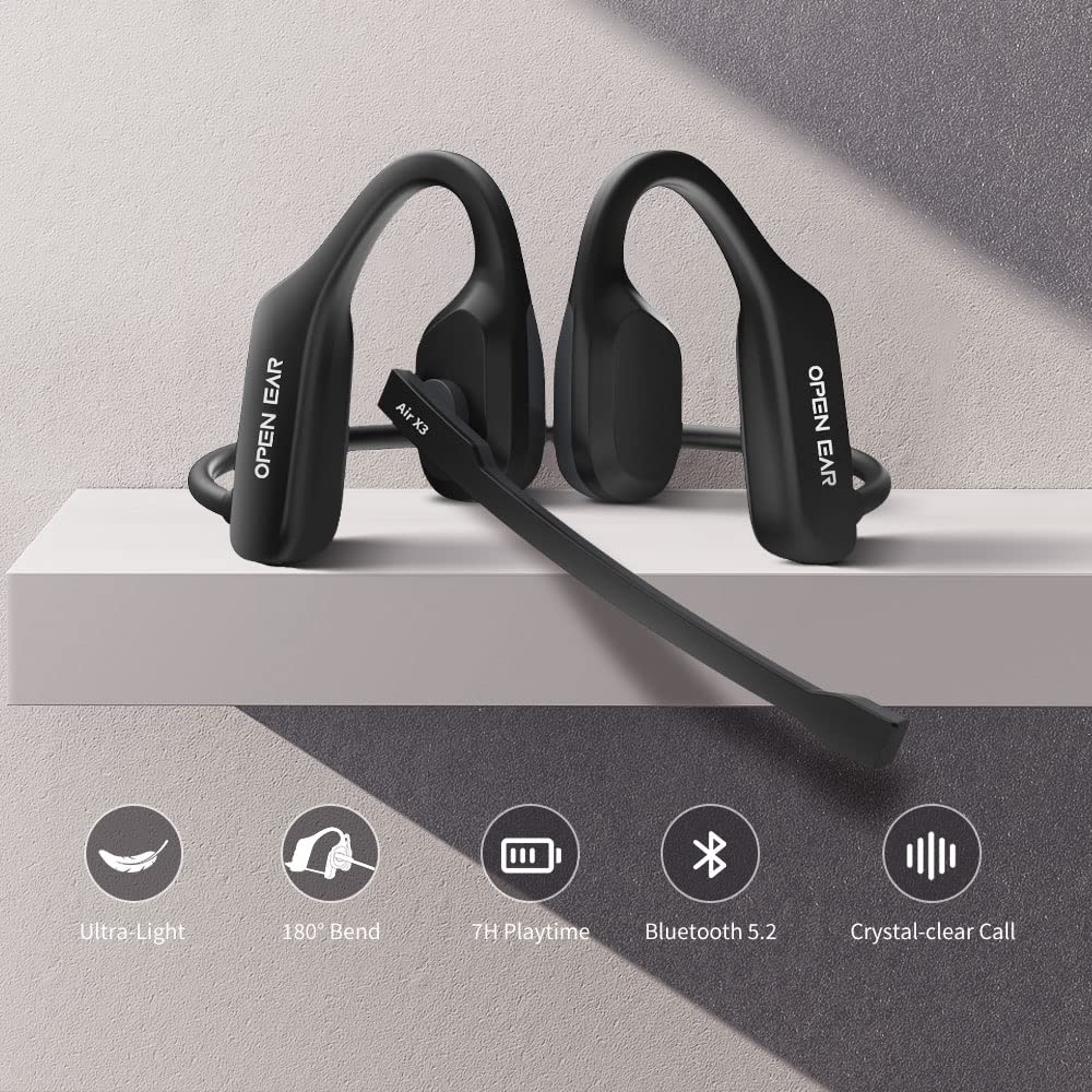 Hiteblaz Écouteurs à Oreille Ouverte Bluetooth 5.2, Casques à Conduction aérienne avec Micro, écouteurs sans Fil étanches IP55 pour 7 Heures de Lecture, écouteurs de Sport à Suppression de Bruit pour