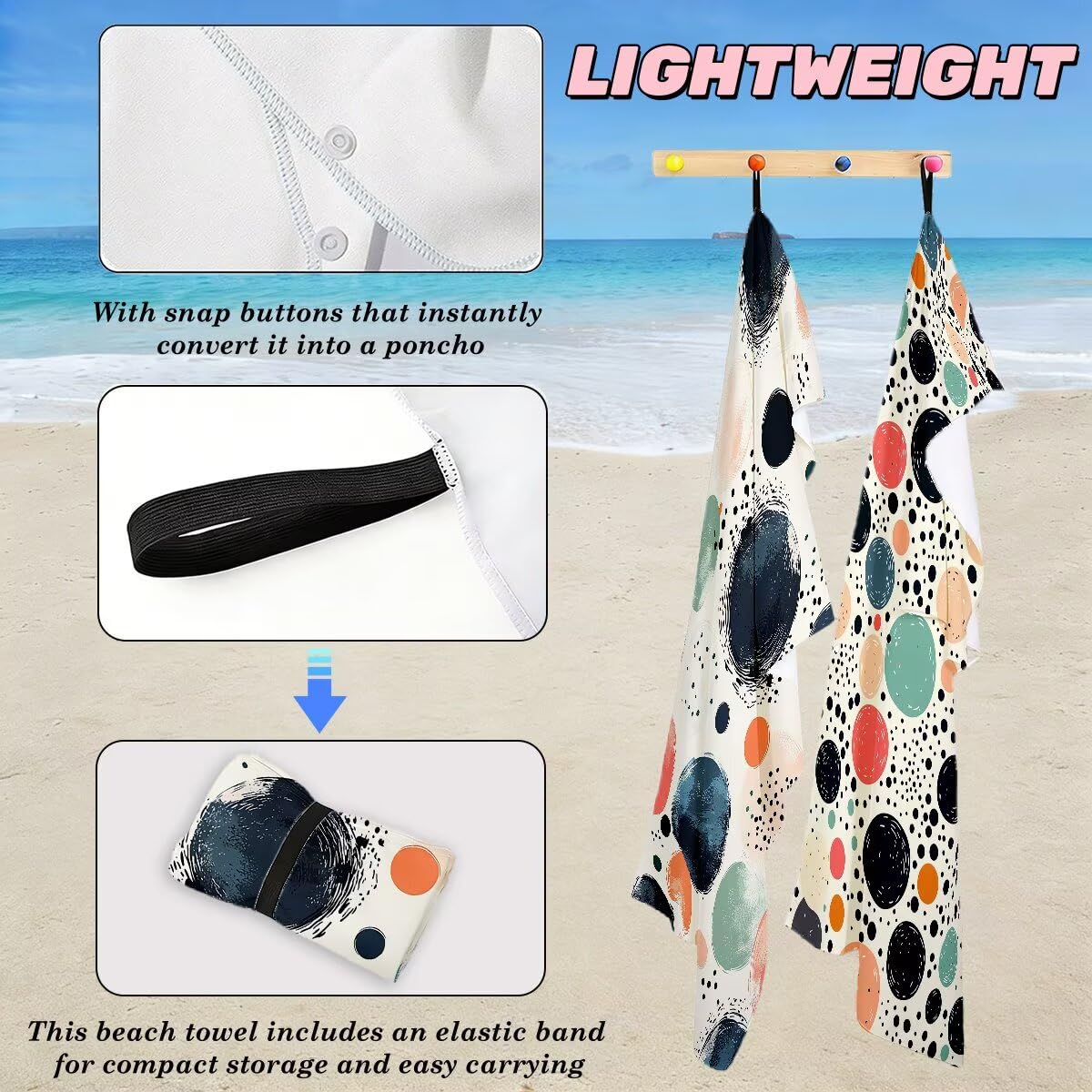 Ręcznik plażowy XXL, 90 x 180 cm, zestaw 2 szt., ręcznik plażowy z mikrofibry, szybkoschnący, do sauny, fitness, bez piasku, ręcznik plażowy, do sauny, duży ręcznik kąpielowy, prezent dla kobiet -4625