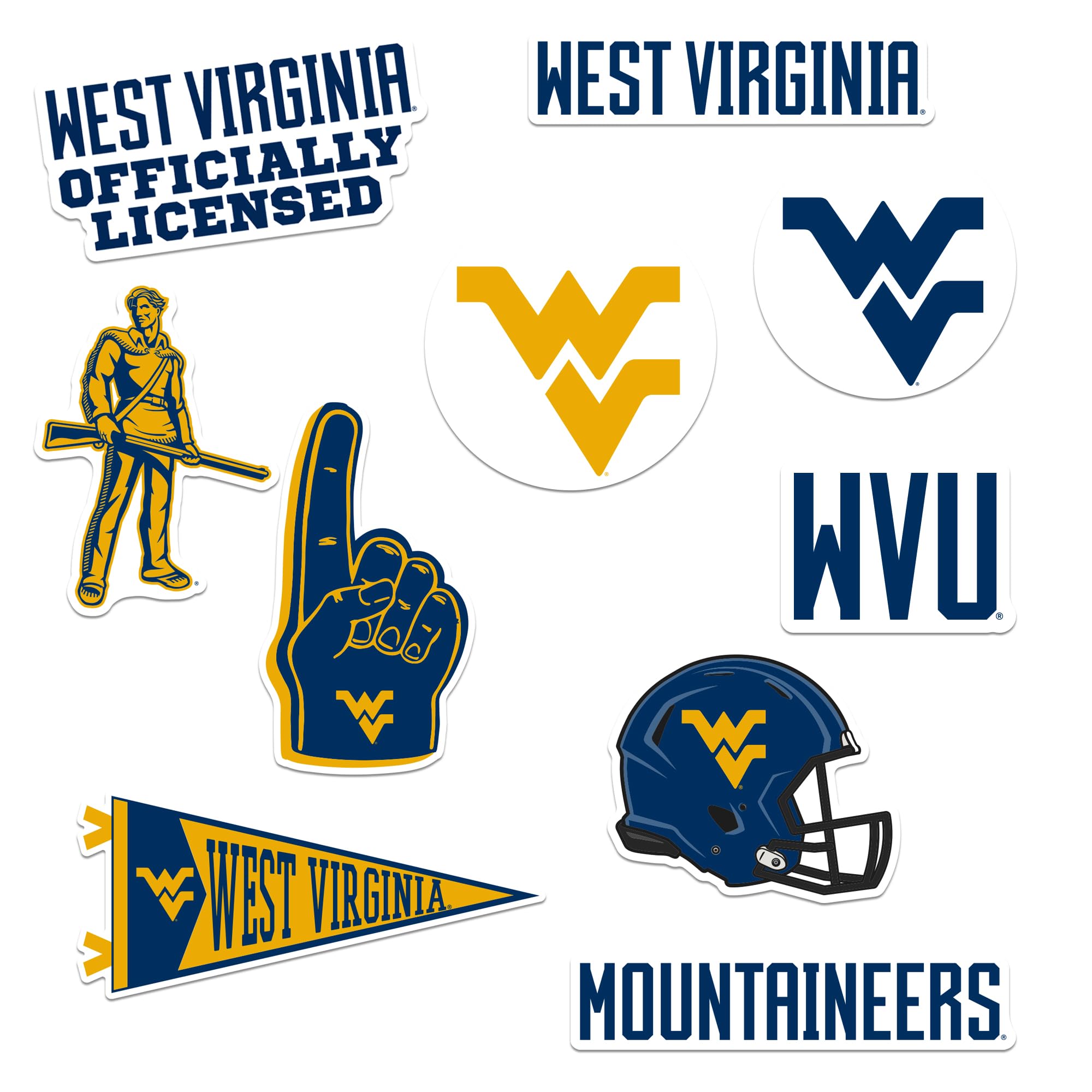 West Virginia University 9ct Vinyl L Deluxe, Indoor/Outdoor, Set of 9
