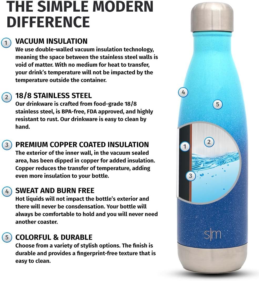 Simple Modern 9 Ounce Wave Water Bottle - Vacuum Insulated Stainless Steel Flask - Double Wall - Leakproof Kids Ombre: Pacific Dream