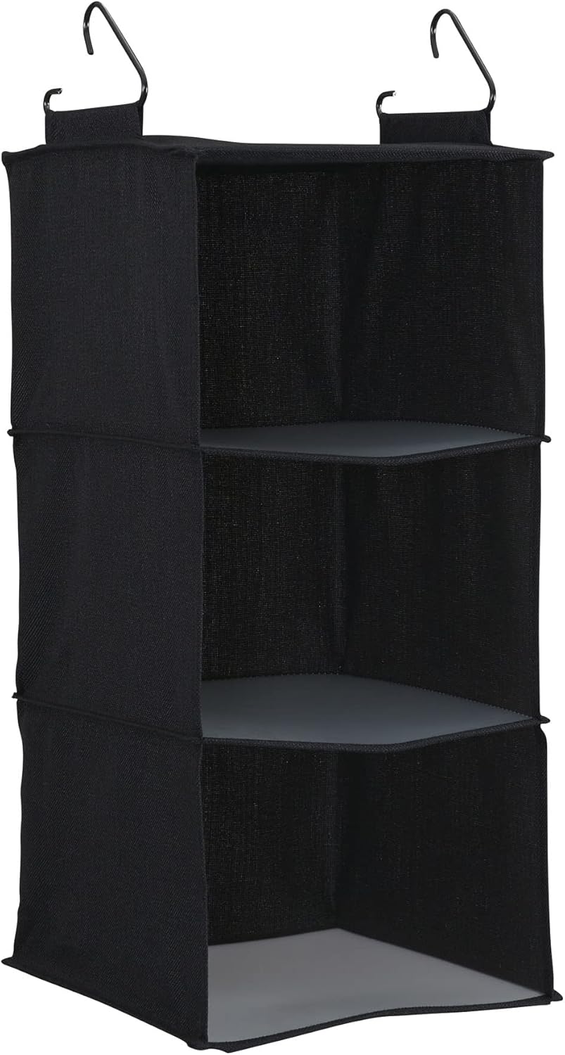 Household Essentials 311342 Hanging Closet Organizer | 3 Pocket Shelves | Natural Canvas