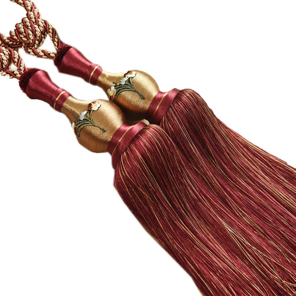 One Pair European Style Curtain Bandage Curtain Rope Tiebacks with Tassels Curtain Accessories (Light Coffee)