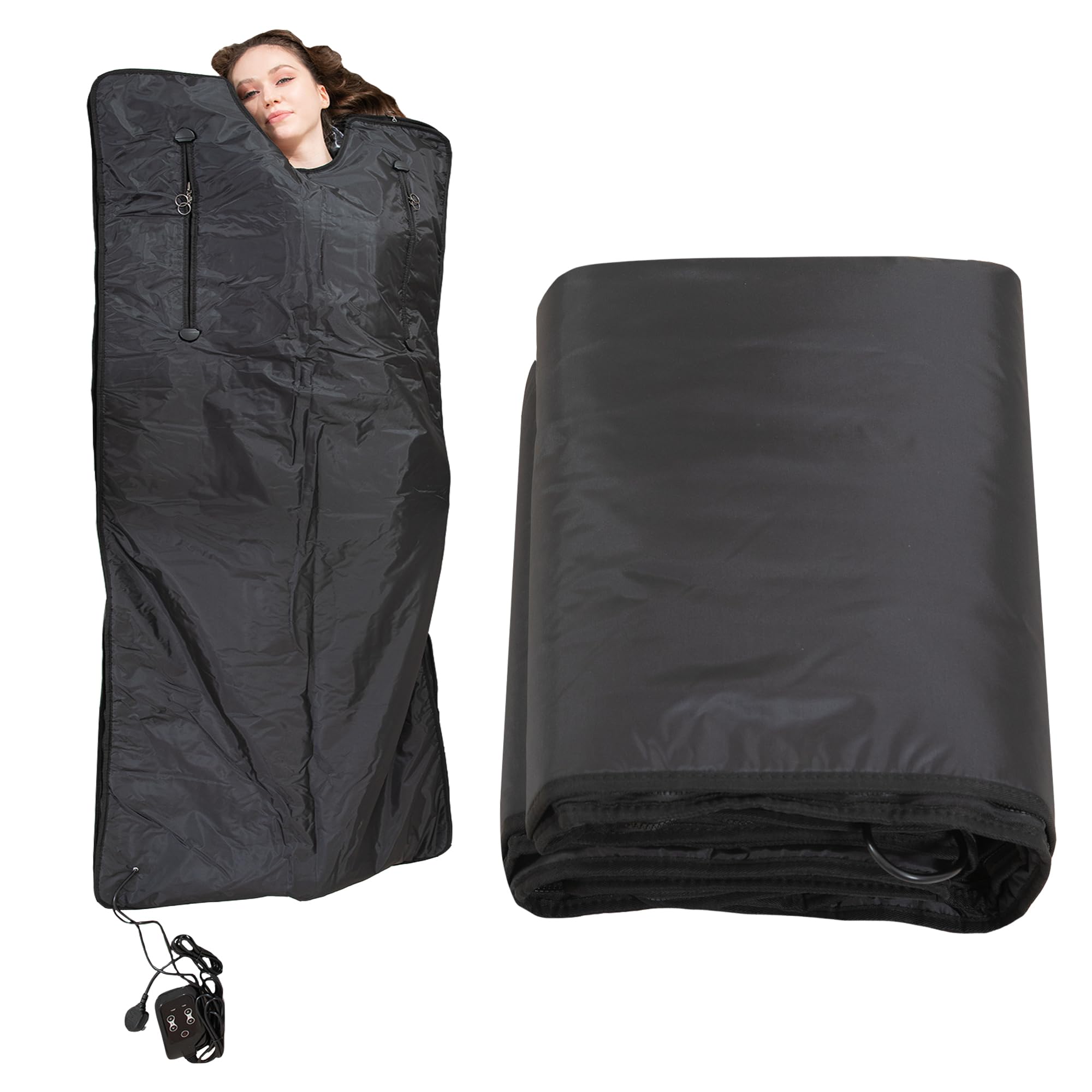 MAXSTRENGTH Infrared Sauna Blanket 180 x 160cm – 35–70°C Adjustable Heat Therapy | Portable Full Body Home Spa Blanket for Relaxation, Muscle Recovery & Sweating (Black)