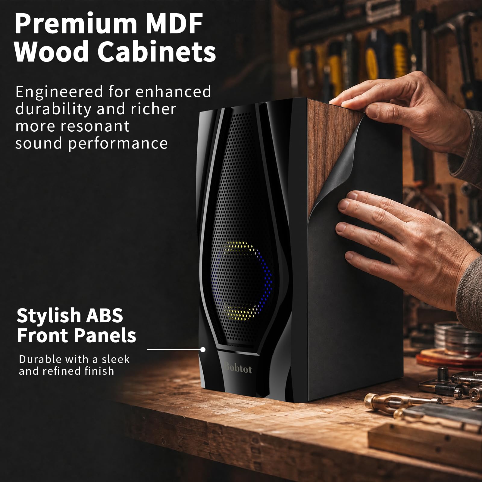 Bobtot Surround Sound Systems Sistema Home Cinema - Potenza di picco 1200 Watt Subwoofer 5.1/2.1 con cavo audio stereo forte altoparlante con ingresso HDMI ARC ottico AUX