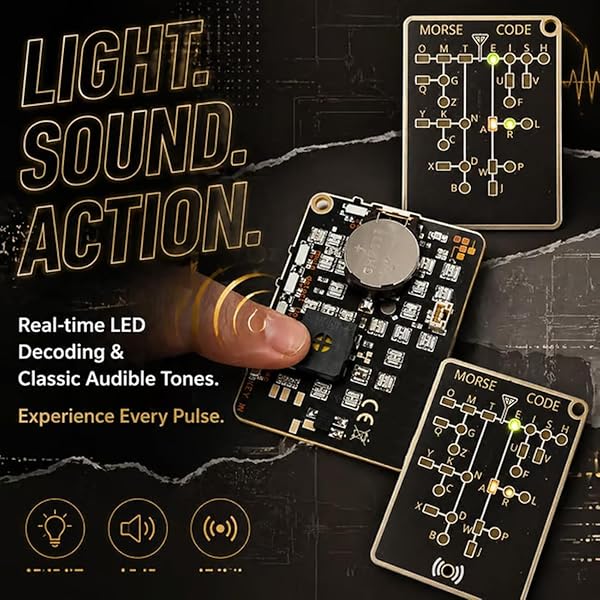 Morse Code Trainer Card Pro – Professional PCB Design with Interactive LEDs & Signal Buttons, Ideal for Morse Code Learning, Telegraph Practice, & Encryption Training for Adults (1Pc) - 5