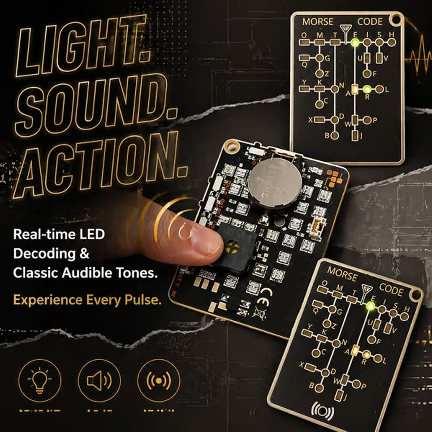 Morse Code Trainer Card Pro – Professional PCB Design with Interactive LEDs & Signal Buttons, Ideal for Morse Code Learning, Telegraph Practice, & Encryption Training for Adults (1Pc) — view 5