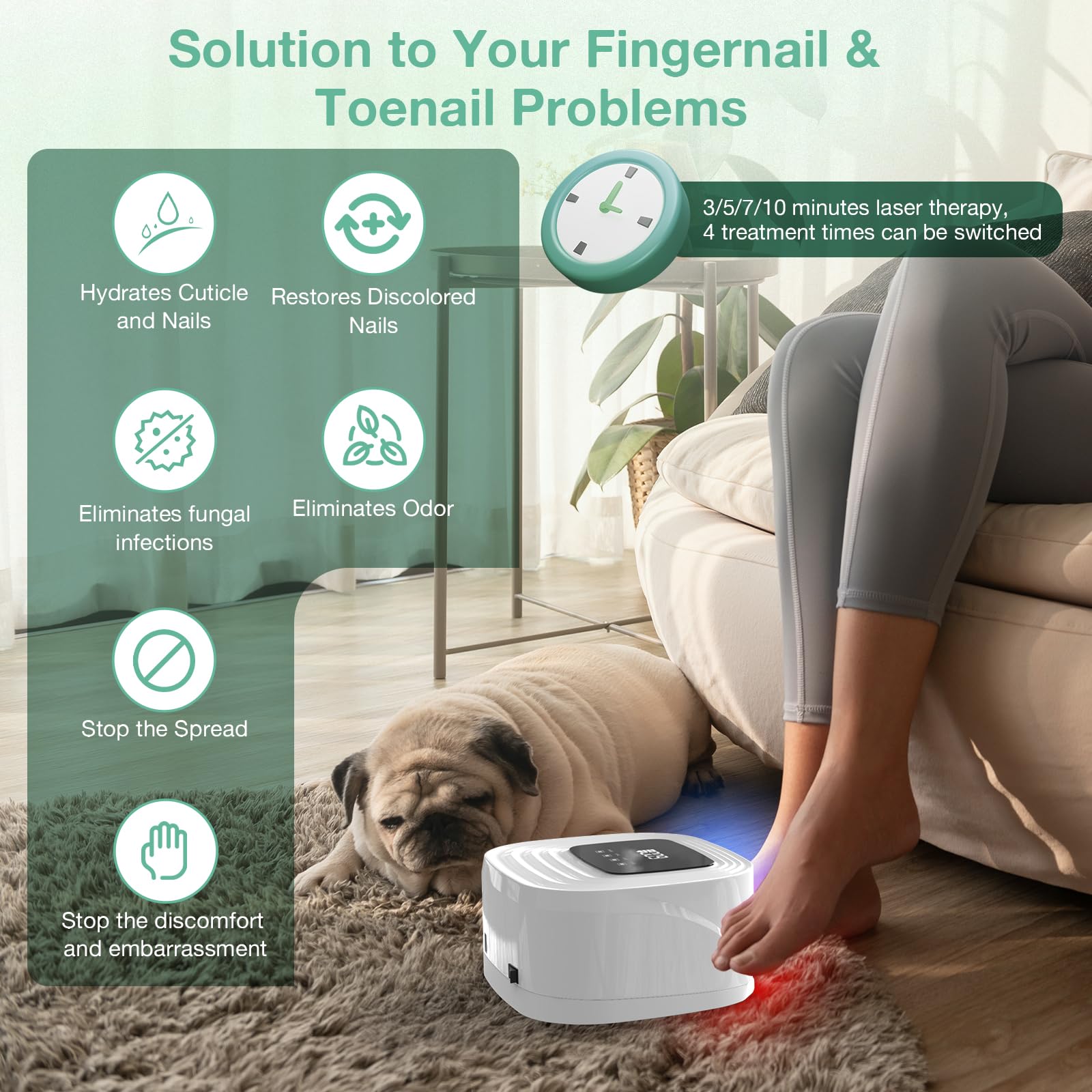 iKeener Cordless Nail Fungus Laser Device,FDA Cleared Nail Cleaning Fingernails & Onychomycosis,15*470nm Blue Light+24*650nm Red Light,Adjustable Sessions of 3/5/7/10 Minutes,Nail Fungus Remover - Image 4
