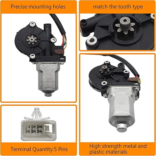 Miniatura 4 de Motor eléctrico de elevación de ventana de 5 pines compatible con Toyota Sequoia 2001-2007 y Toyota Tundra 2004-2006 lado delantero izquierdo del