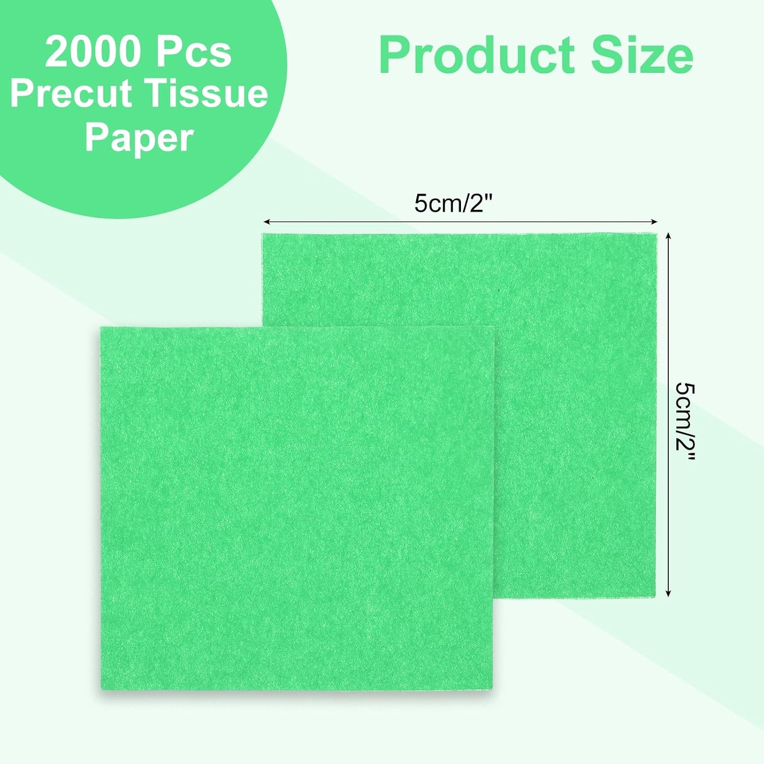 Rebower 2000 Pcs 2 Inch Tissue Paper Squares, Light Green Tissue Squares Table Confetti Colorful Tissue Paper Bulk, [for DIY Projects, Art Supplies, Scrapbooking,Valentine's Day] image 2