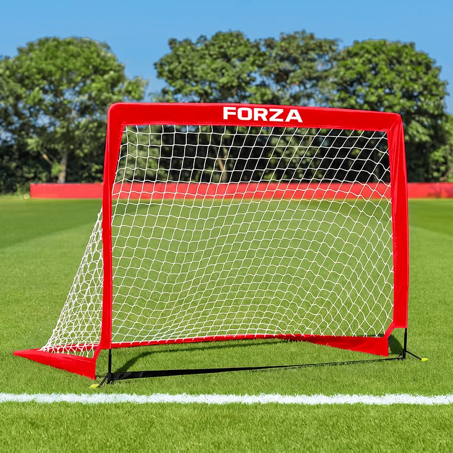 FORZA Square Pop-Up Football Goal [6 Sizes] (Red, 4ft x 3ft, Pair of Goals)