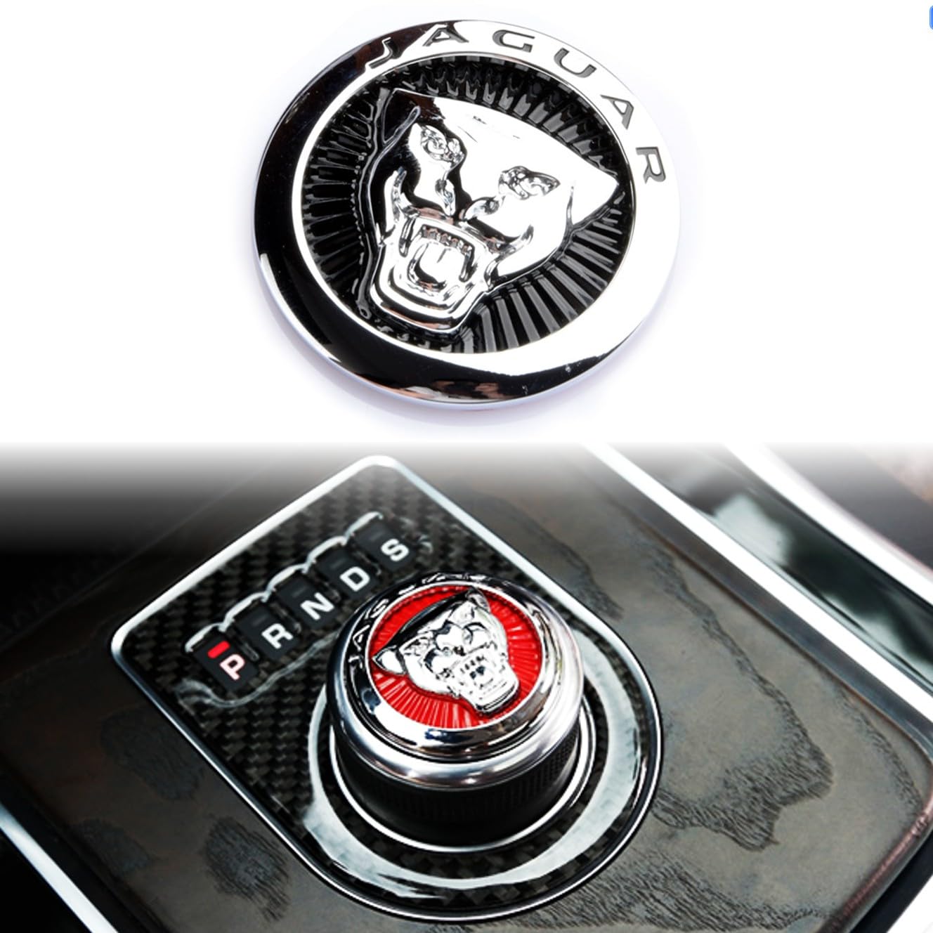 ARKOSKNIGHT 3D Gear Shift Knob Cover,Sports Preformance Modification,Brand Logo Badge Decal Compatible with Jagvar Accessories(Black Chrome)