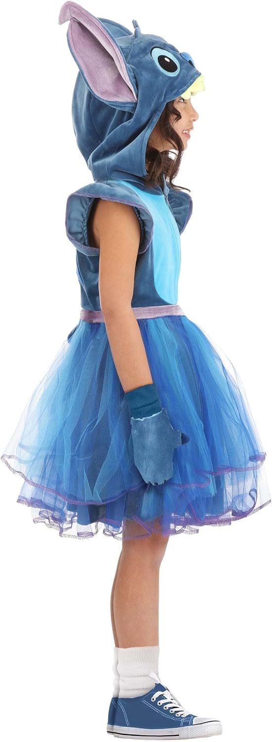 Disney Lilo and Stitch Kids Stitch Costume Dress | Hooded Alien Outfit with Pair of Mitts