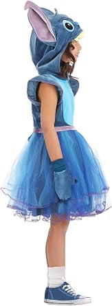 Disney Lilo and Stitch Kids Stitch Costume Dress | Hooded Alien Outfit with Pair of Mitts