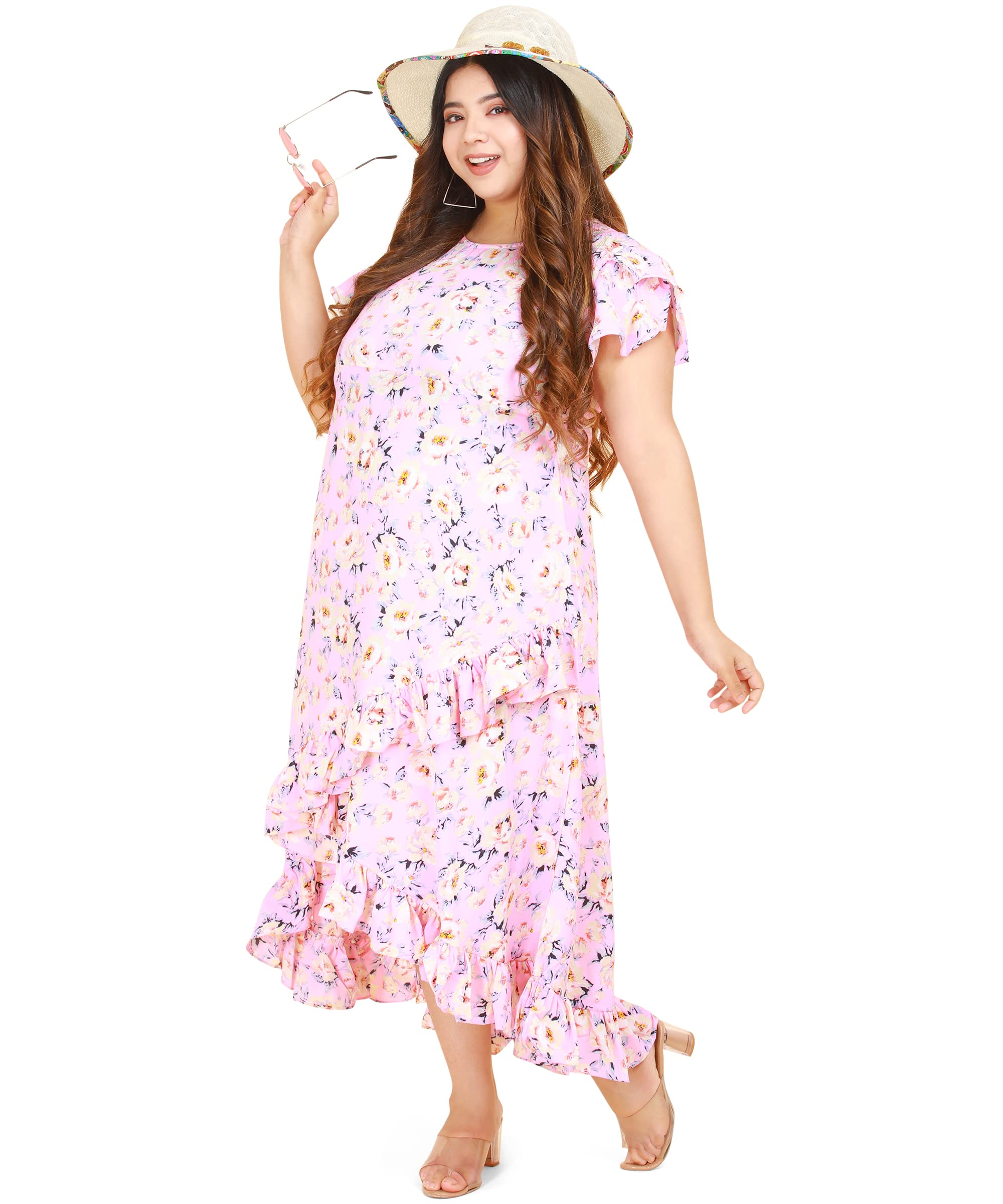 Oomph Women's Western & Fusion Wear Crepe Wrap Maxi Dress - Pink