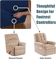 Vista 7 de 4 fundas de terciopelo para sofá reclinable, fundas elásticas para sofá reclinable de un solo asiento con bolsillo lateral, funda para asientos