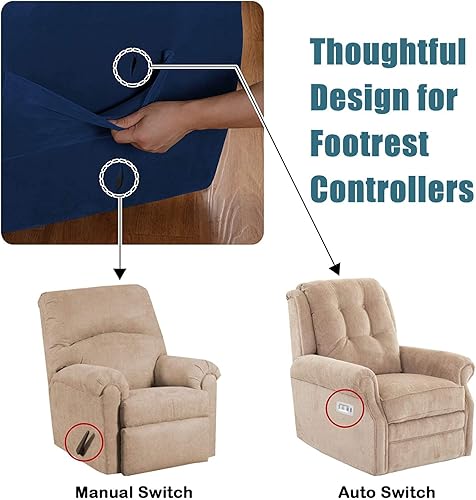Miniatura 7 de 4 fundas de terciopelo para sofá reclinable, fundas elásticas para sofá reclinable de un solo asiento con bolsillo lateral, funda para asientos de