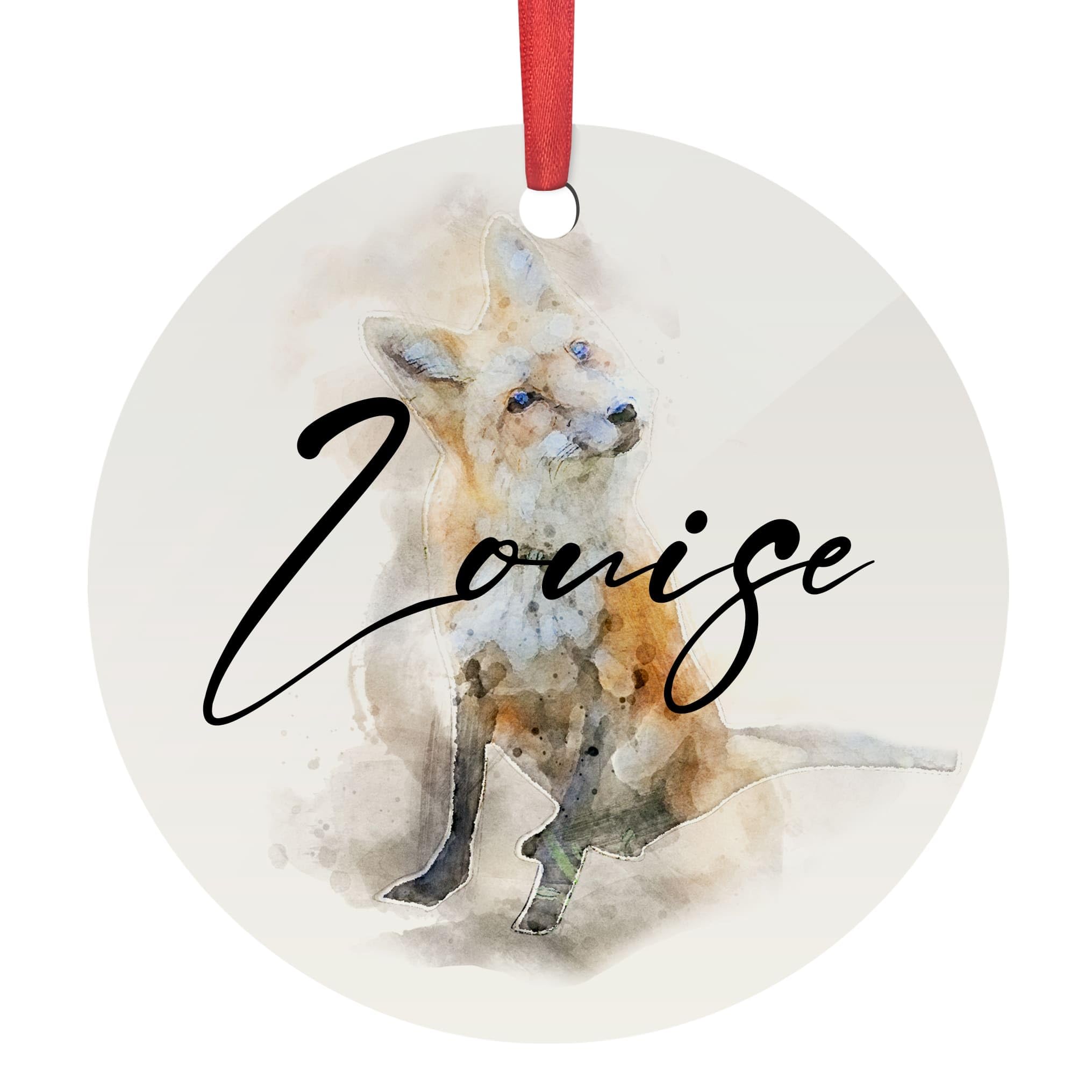 Animal Art Christmas Decoration, Personalised 7.2 cm Wood Christmas Tree Custom Ornament Gift (Fox 2)