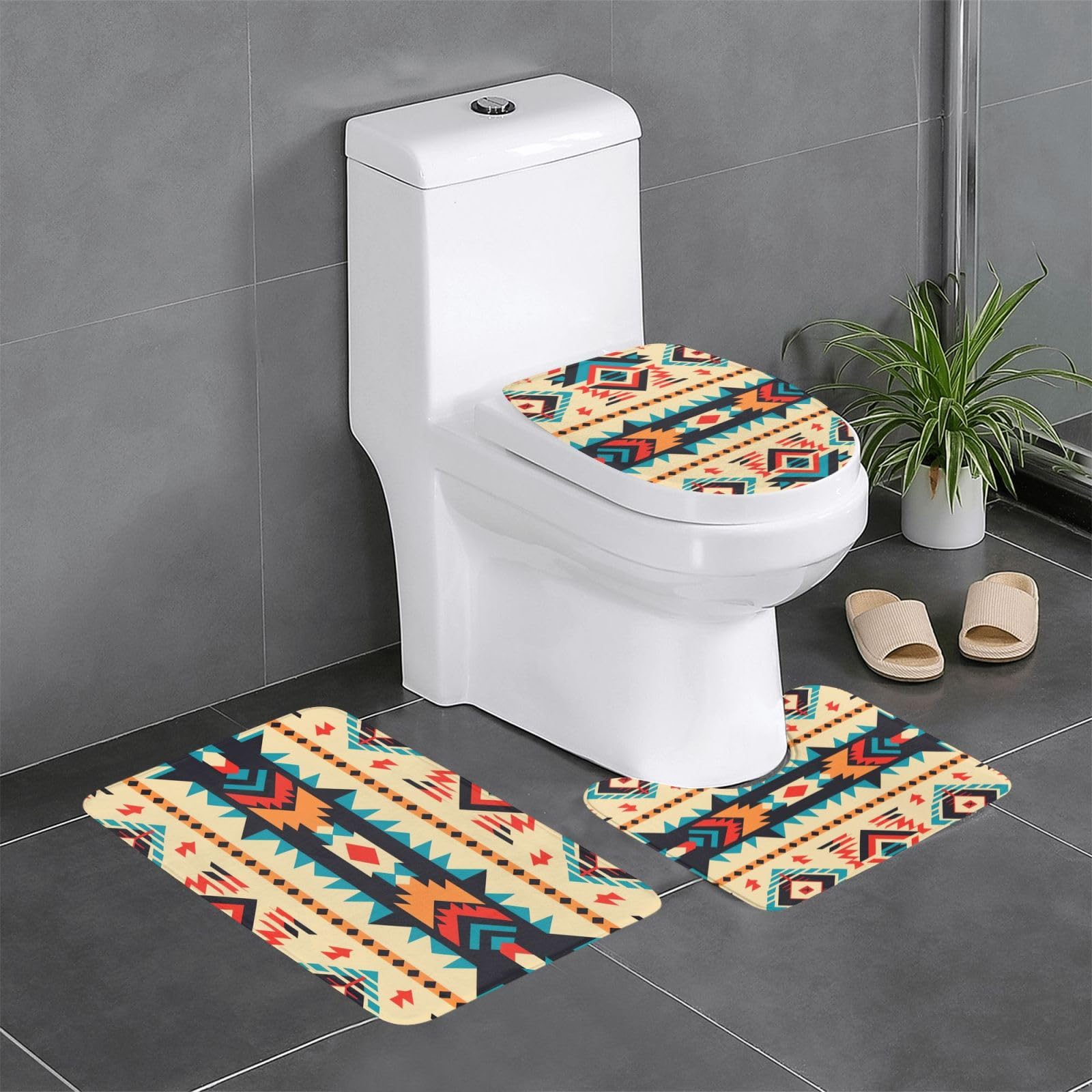 Tapis de bain amérindiens en microfibre absorbante antidérapante pour WC et cuisine
