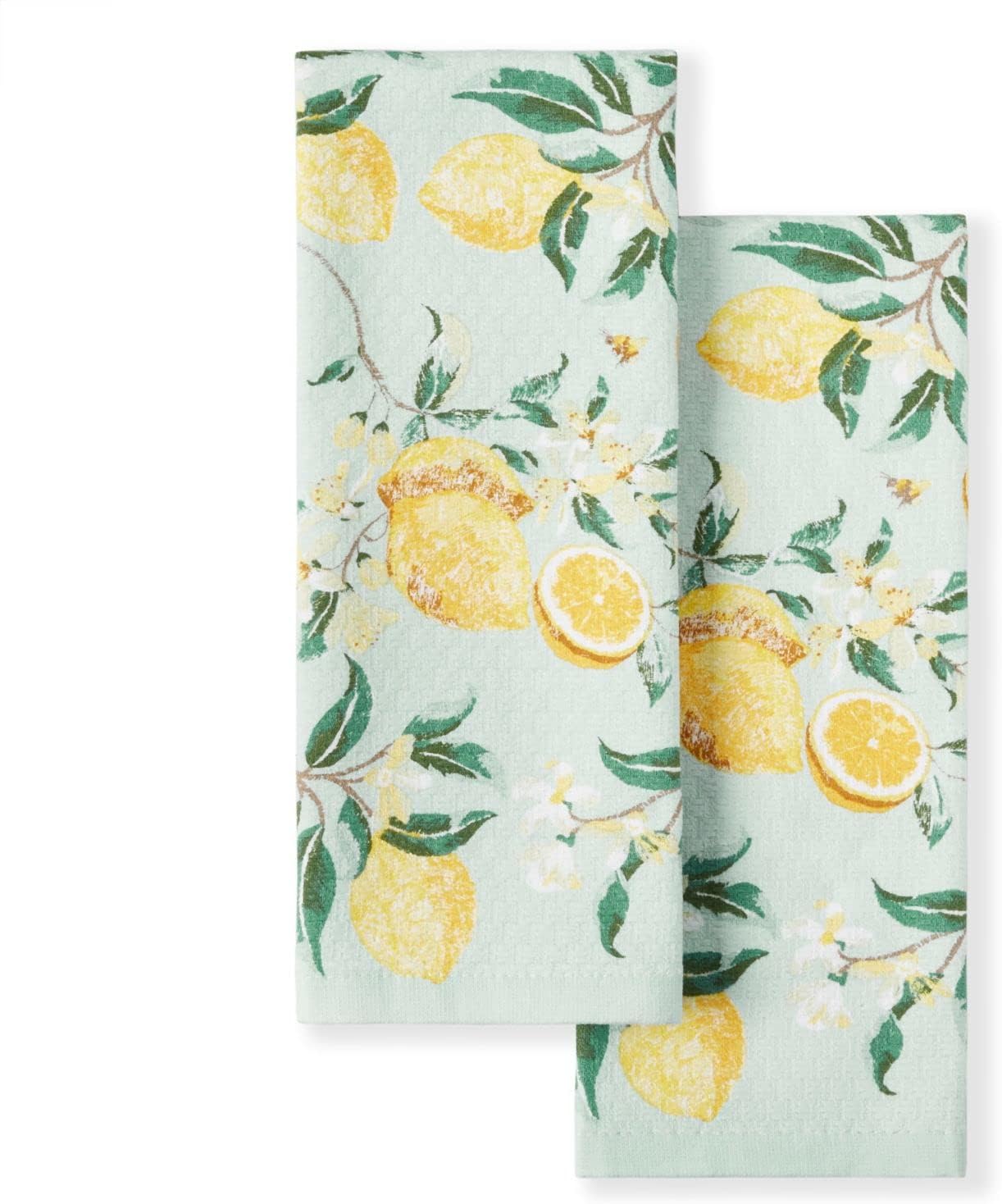 Martha Stewart Dual Purpose Kitchen Towel 4-Pack Set, Lemon Whimsy, 16"x28"