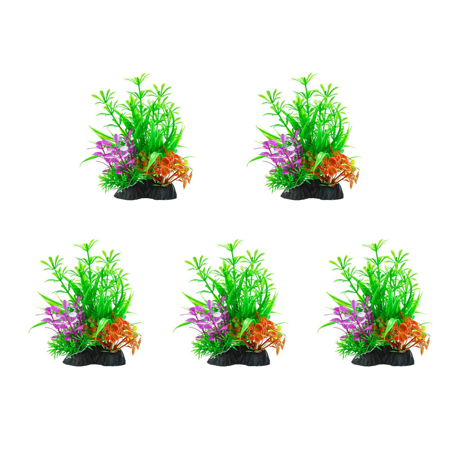 Nucelit 5PCS Life Like Plant Fishtanks Decoration Artificial Water Plant with Base for Commercial Use Aquariums Landscape Terrariums Decors