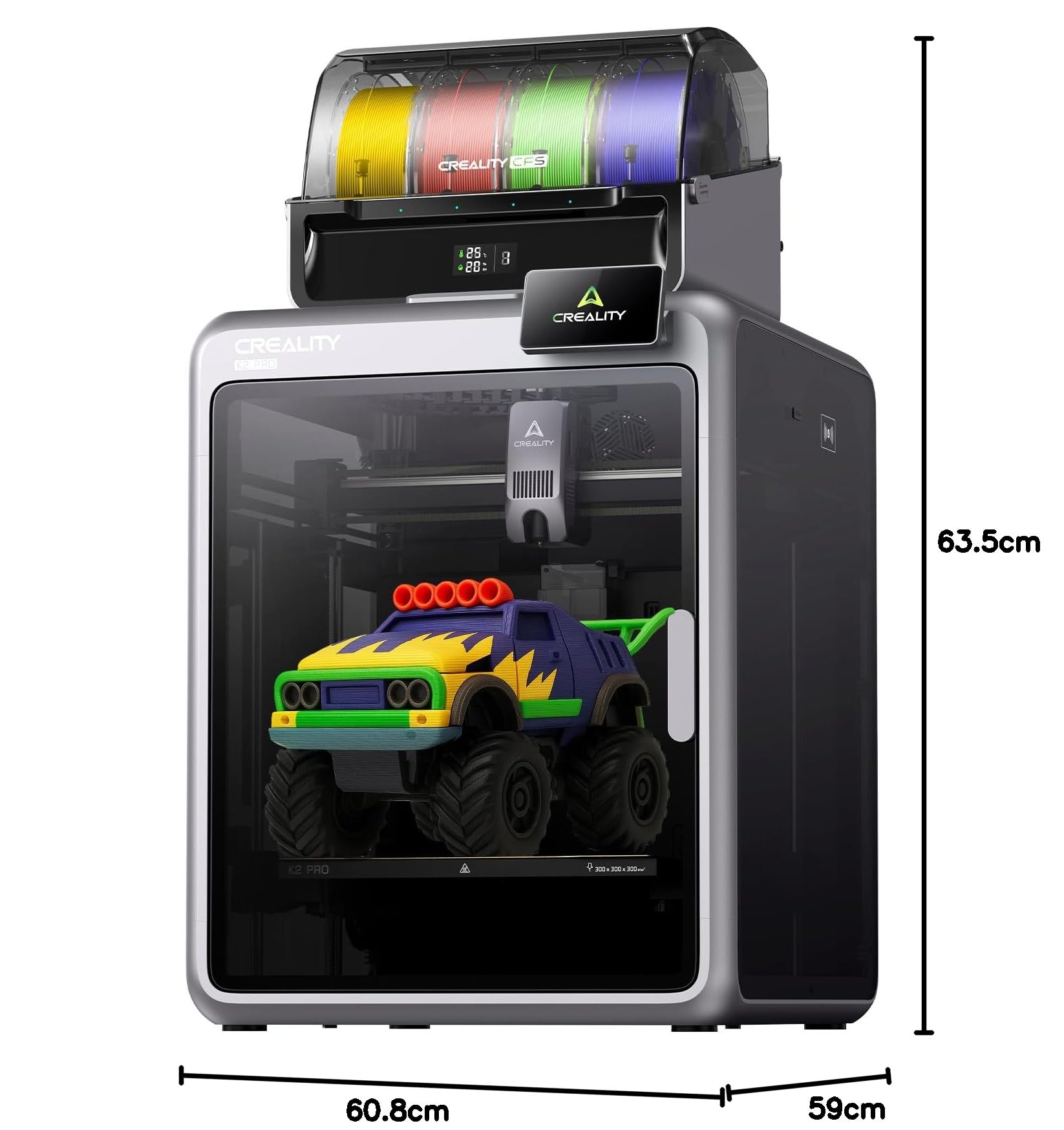 Creality K2 Pro Combo (A) 3D-Drucker, Multicolor-3D-Drucker mit CFS, 600 mm/s Hochgeschwindigkeitsdruck, Dual-AI-Kamera, vollständig montiert & automatische Nivellierung, 300×300×300mm Druckvolumen