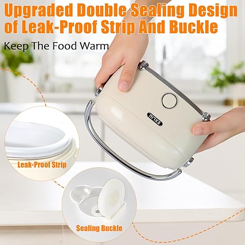 Miniatura 7 de Calentador eléctrico de almuerzo  Fiambrera térmica portátil, 1.2L, 60W, 1224110220V, para cochecamiónoficina y viajes (blanco)
