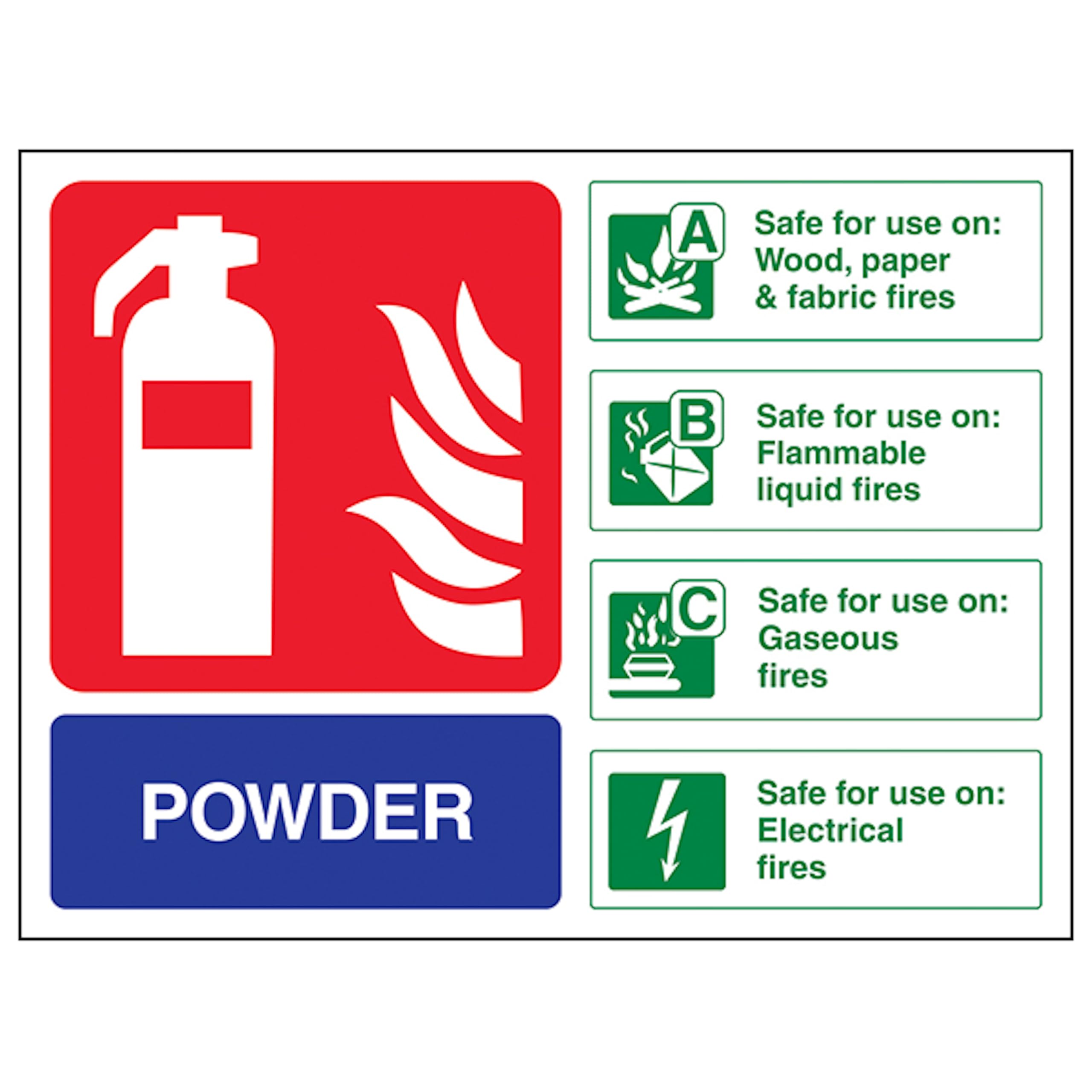V Safety Powder Fire Extinguisher - Landscape 150 x 100 mm - 3mm Aluminium Composite Safety Sign